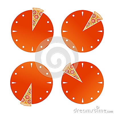 Sliced clock with pizza Stock Photo