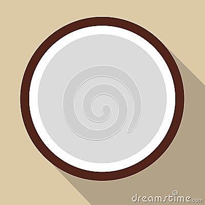 Sliced coconut flat icon Vector Illustration