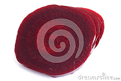 Sliced cooked beetroot isolated on white. Stock Photo