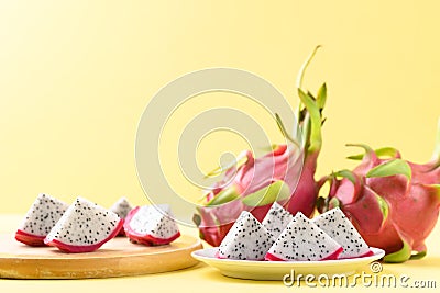 Sliced dragon fruit or pitaya ready to eating Stock Photo