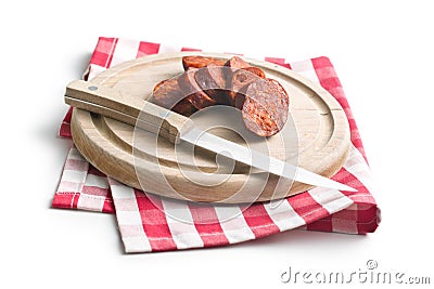 Sliced dried sausages Stock Photo