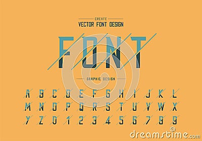 Sliced font and alphabet vector, Modern Typeface and letter number design, Graphic text on background Vector Illustration