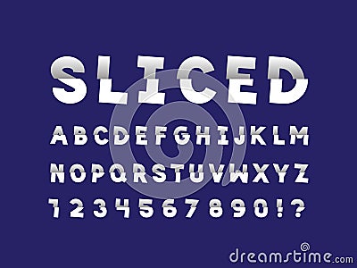 Sliced font. Vector alphabet Vector Illustration