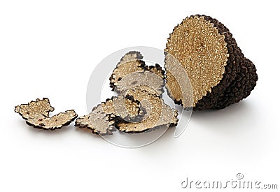 Sliced fresh black truffle Stock Photo