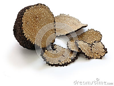 Sliced fresh black truffle Stock Photo