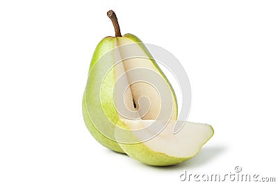 Sliced fresh juicy pear over white Stock Photo