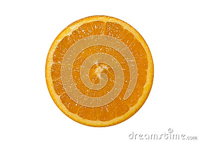 Sliced fresh orange half, isolated on white. Top down overhead view. Stock Photo