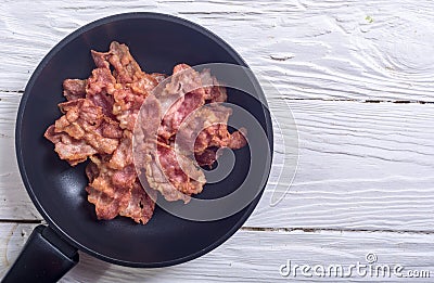 Sliced fried bacon Stock Photo