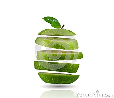 Sliced green apple Stock Photo