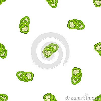 Sliced green paprika pattern seamless vector Vector Illustration