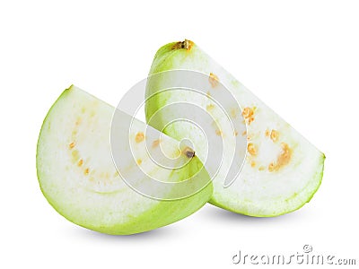 Sliced guava fruit isolated on white Stock Photo