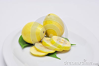 Sliced Guava On A Plate Stock Photo