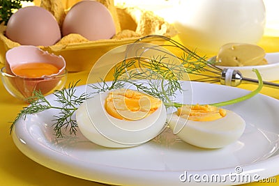 Sliced hard boiled egg Stock Photo