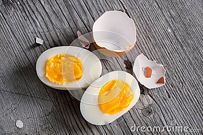 Sliced hard boiled eggs Stock Photo