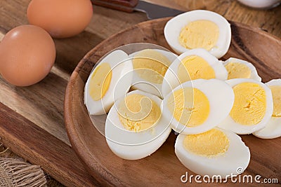 Sliced Hard Boiled Eggs Stock Photo