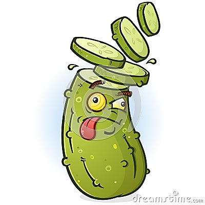 Sliced Head Pickle Cartoon Character Vector Illustration