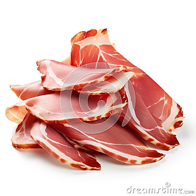 Sliced jamon on a white background Stock Photo