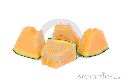 Sliced japanese melon, orange melon or cantaloupe melon isolated Stock Photo