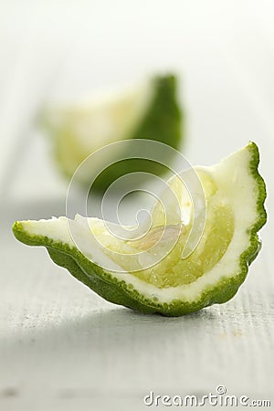 Sliced kaffir lime Stock Photo