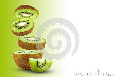 Sliced kiwi on a colored background, space for text with a white background Stock Photo