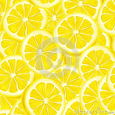 Sliced lemon seamless background Vector Illustration