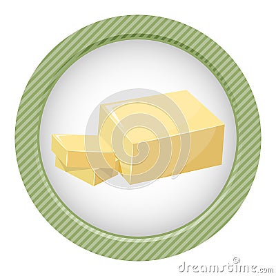 Sliced Margarine block. Baking ingredient butter stick. Vector Illustration