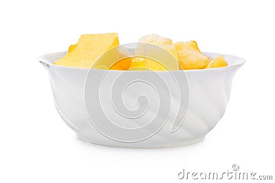 Sliced melon in bowl Stock Photo