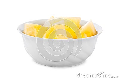 Sliced melon in bowl Stock Photo