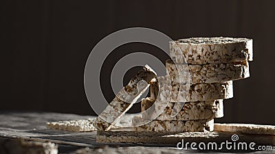 Sliced Oatmeal Bread on Wooden Table close-up Stock Photo