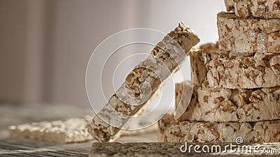 Sliced Oatmeal Bread on Wooden Table close-up Stock Photo