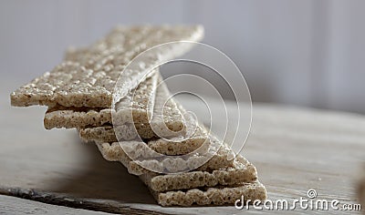 Sliced Oatmeal Bread on Wooden Table close-up Stock Photo