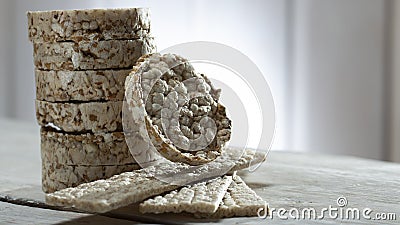 Sliced Oatmeal Bread on Wooden Table close-up Stock Photo