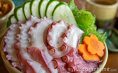 Sliced octopus sashimi , Japanese style food Stock Photo