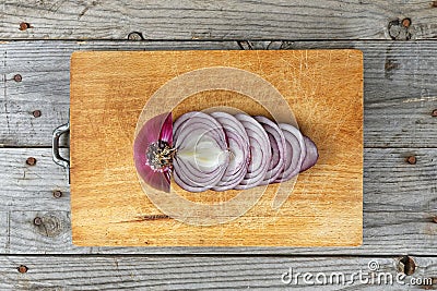 Sliced onion preparation Stock Photo