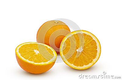 Sliced orange fruit isolated on white background with clipping path Stock Photo