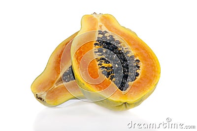 Sliced papaya isolated on white Stock Photo