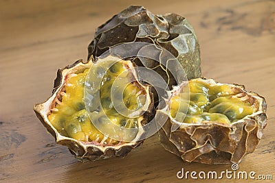 Sliced passionfruit Stock Photo