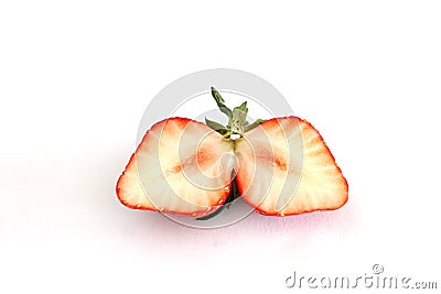 Sliced piece strawberry fruit isolated on white background. Stock Photo