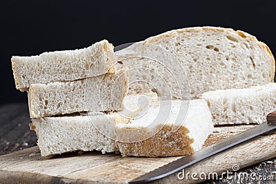 sliced pieces of gray bread from second-rate flour Stock Photo