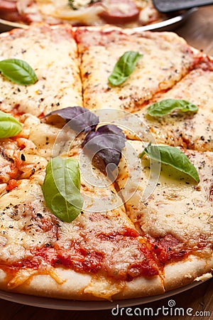 Sliced pizza margarita Stock Photo