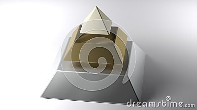 Sliced pyramid on white surface Cartoon Illustration
