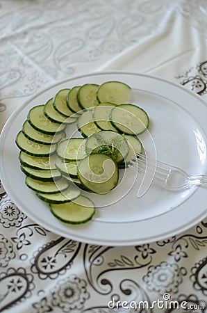 Sliced raw cucumber Stock Photo