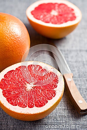 Sliced red grapefruit Stock Photo