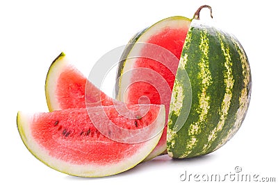 Sliced ripe watermelon isolated on white Stock Photo