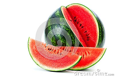 Sliced ripe watermelon isolated on white background cutout Stock Photo