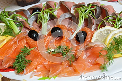 Sliced salmon Stock Photo