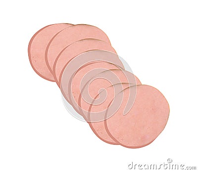 Sliced sausage isolated on white Stock Photo