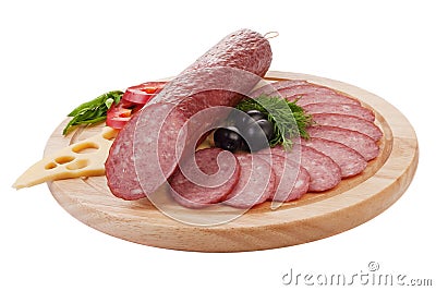 Sliced sausage with vegetables Stock Photo