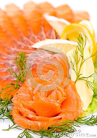 Sliced smoked salmon Stock Photo