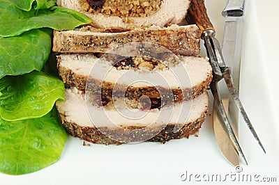 Sliced Stuffed Pork Roast Stock Photo